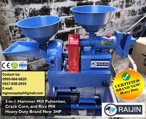 Rice Mill Machine Pulverizer Hammer Mill 3 In 1 Heavy Duty Brand New Commercial And Industrial