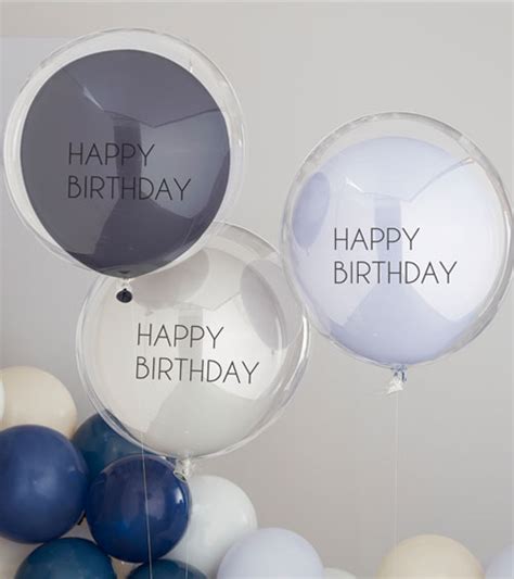 Ballon Set Happy Birthday doppellagig blau 3 Stück