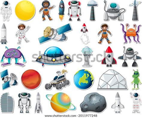 Set Stickers Solar System Objects Isolated Stock Vector Royalty Free