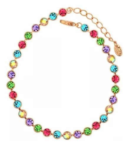 Fina Pulsera Churumbela Con Swarovski Oro 14k Lam Estuche