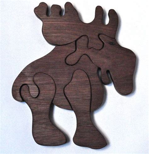 Wooden Moose Puzzle Intarsia Woodworking Wood Crafts Wood Puzzles