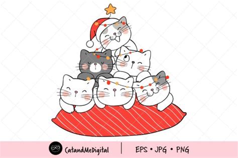 Christmas Cat With Light Clipart Graphic By Catandme · Creative Fabrica