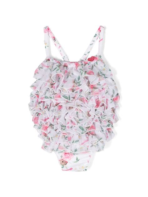 Monnalisa Floral Print Ruffled Swimsuit Farfetch