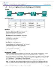 1 1 4 6 Lab Configuring Basic Router Settings With IOS CLI Docx Lab