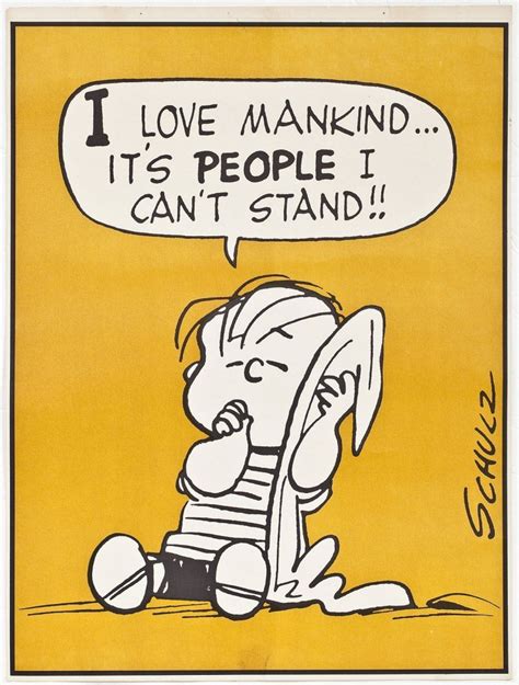 Circa 1960s Peanuts Poster Featuring Linus And His Blanket Marked I