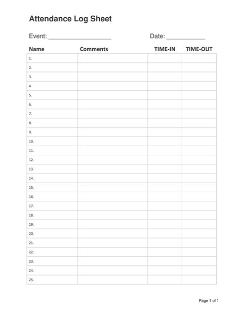 Attendance Log Sheet | Forms - Docs - 2023