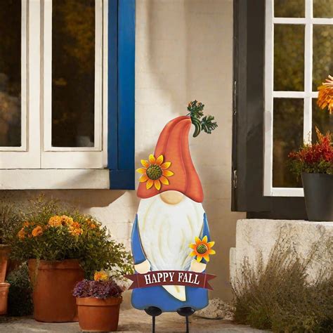 The Holiday Aisle Fall Decor Harvest Gnome And Pumpkin Garden Stakes