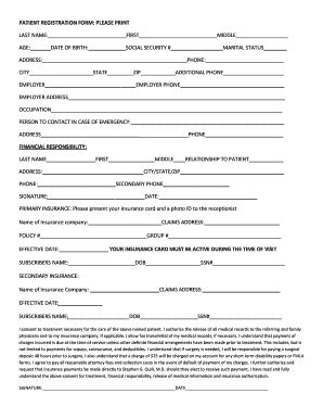 Fillable Online Patient Registration Form Please Print Last Name Fax