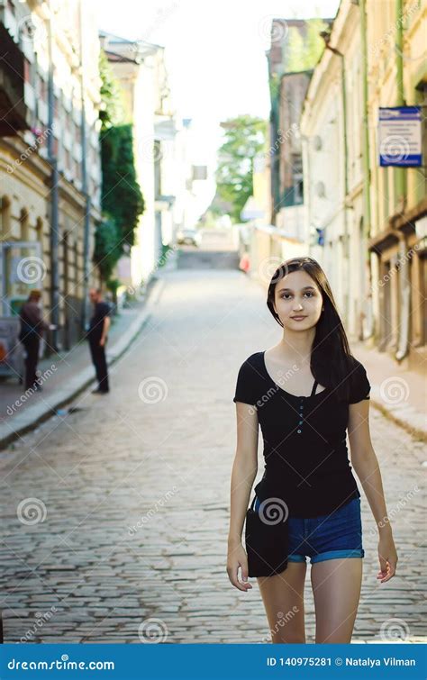 Cute Teen Girl Walking Down The Street Stock Image Image Of Girl Conceptual 140975281