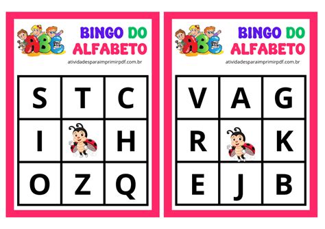 Cartela De Bingo Do Alfabeto Para Imprimir - Bingo do Alfabeto Cartelas Para Imprimir (Alfabetização)