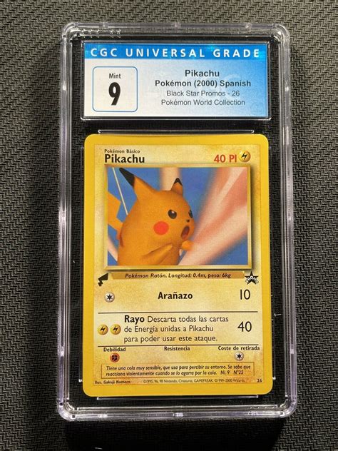 Mavin Pokemon Card Cgc Mint Pikachu World Collection Spanish Black