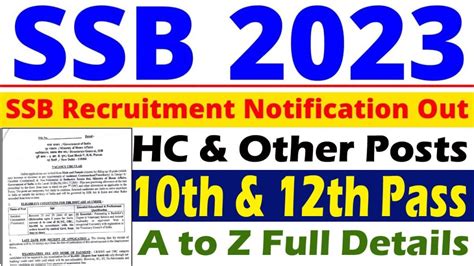 Ssb Recruitment 2023 Notification Archives All Jobs For You