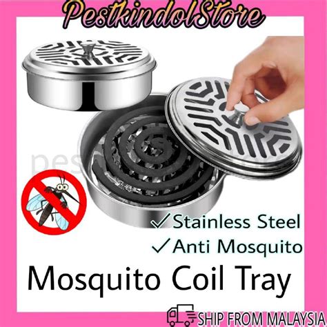 Stainless Steel Mosquito Coils Holder Metal Repellent Rack With Cover