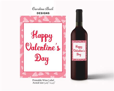 Happy Valentines Day Wine Label Instant Download Etsy Valentines