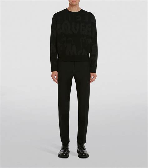 Alexander McQueen Black Jacquard Graffiti Sweater Harrods UK