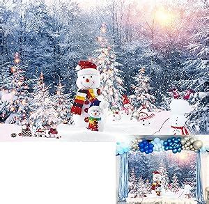 Amazon.com : BINQOO 7x5ft Winter Snowman Glitter Tree Backdrop Snow Forest Warm Sunlight ...