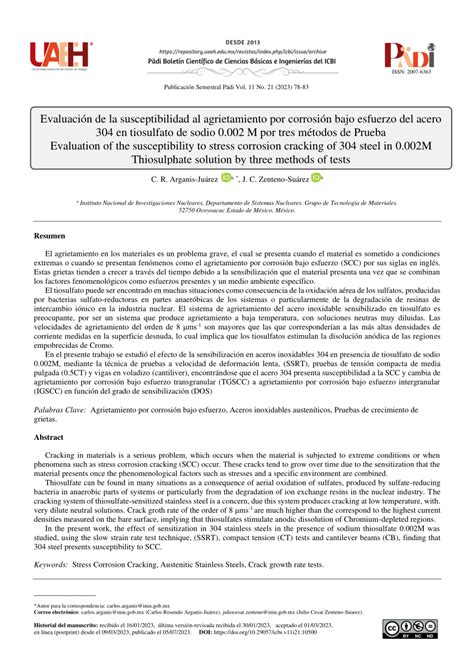 Pdf Evaluaci N De La Susceptibilidad Al Agrietamiento Por Corrosi N