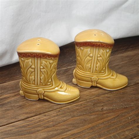 Vintage Salt And Pepper Shakers Ceramic Cowboy Boots Etsy