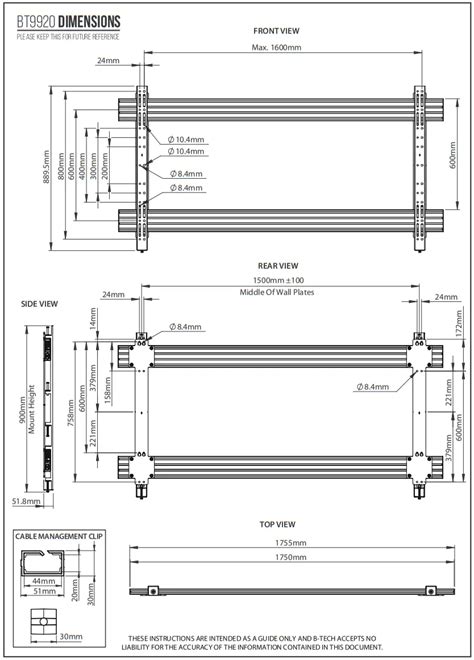 B TECH AV MOUNTS BT9920 XXL Display Wall Mount Installation Guide