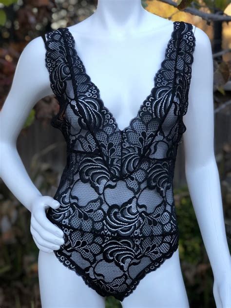 Vintage Sheer Black Body Suit Sexy Wedding Bodysuit Gem