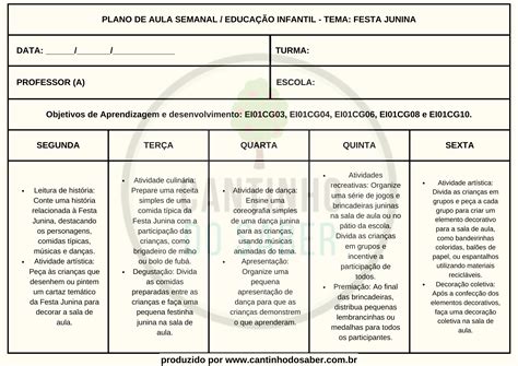 Plano De Aula Educa O Infantil Festa Junina Bncc Pedagogia