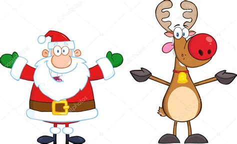 Happy Santa Claus And Reindeer Stock Vector by ©HitToon 61080353