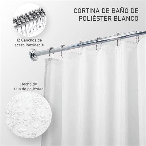 Cortina De Baño Poliéster 180x214cm ganchos Acero Inoxidable Meses