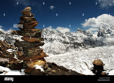 The View Across The Ngozumpa Glacier From Gokyo Ri Nepal Stock Photo