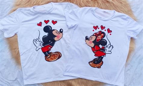 Camiseta Casal Dia Dos Namorados Minnie E Mickey Elo