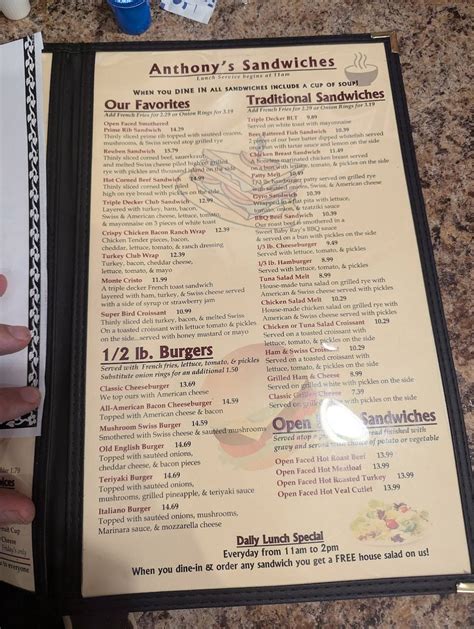 Menu at Anthony's Family Restaurant, Eastlake