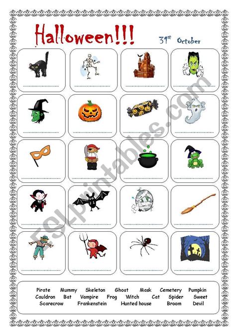 Halloween Esl Worksheet By Mvila17