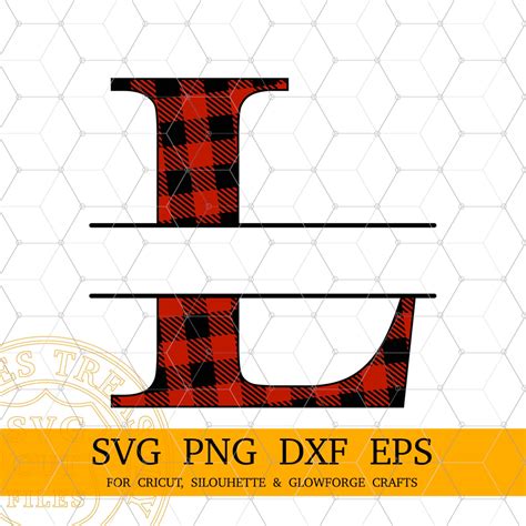 Buffalo Plaid Letter L Split Monogram Svg Christmas Monogram Etsy