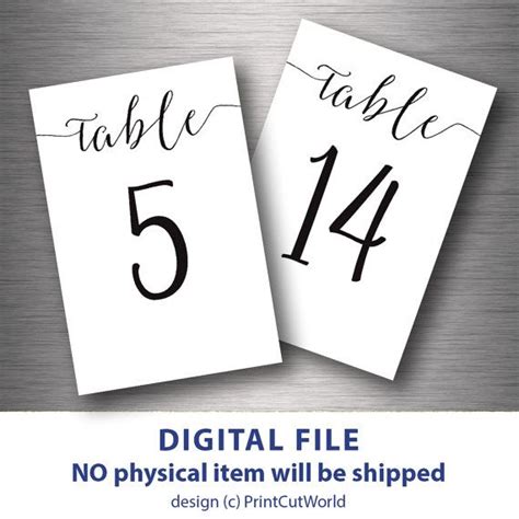 Table Numbers Printable X Wedding Table Number By Printcutworld