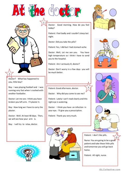 At The Doctor English Esl Worksheets Pdf And Doc