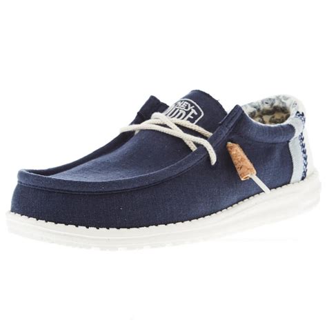 Mens Hey Dude Wally Linen Natural Navy Casual Shoe Walmart