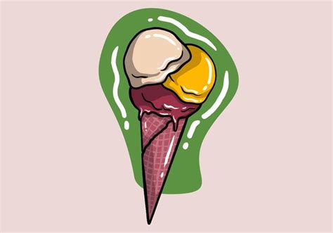 Cono De Gofre Con Tres Bolas De Helado De Diferentes Sabores Bolas De