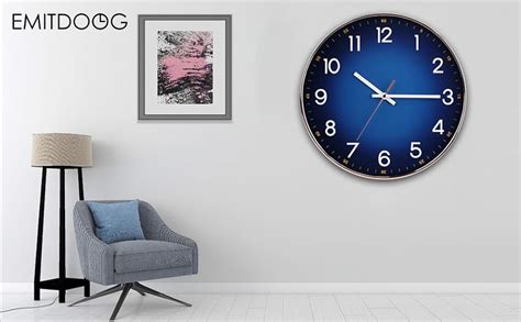 Emitdoog Wall Clock Modern Rosegold Wall Clock Navy Blue Wall