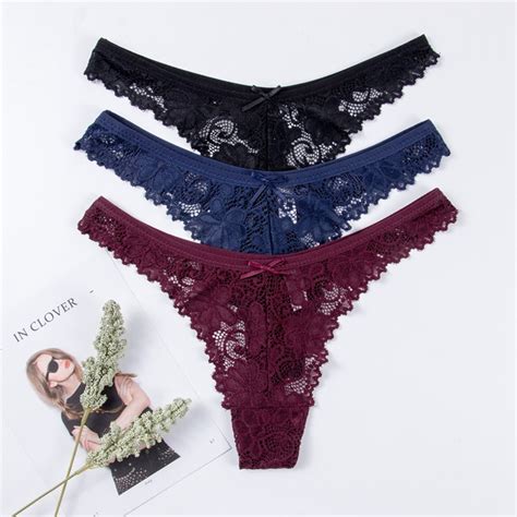 Womens Lace Thongs G String T Back Panties Knickers Lingerie Underwear Briefs Ebay