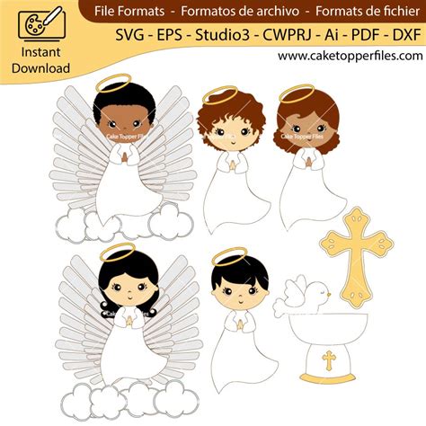 Baptism Angel Wings Cake Topper Cut File