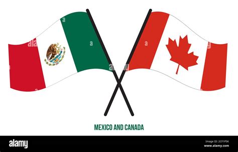 Banderas de México y Canadá cruzaron y agitaron el estilo plano