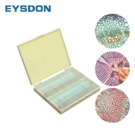 EYSDON 100pcs Biology Prepared Microscope Glass Slides Lab Specimens