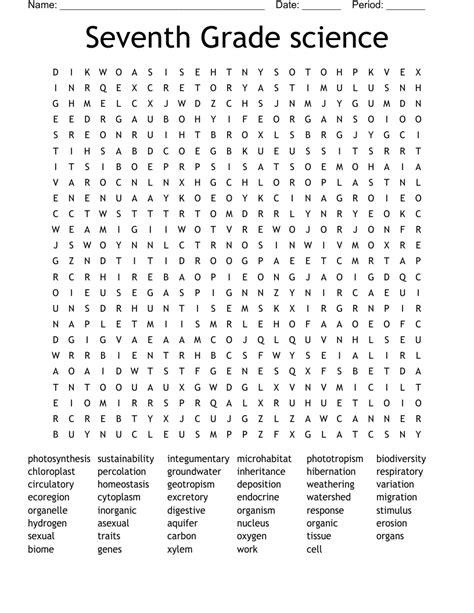 Seventh Grade science Word Search - WordMint