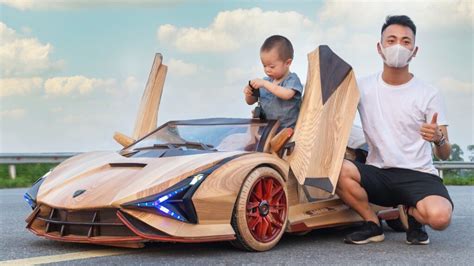 Bapa Bikin Lamborghini Sian Kayu Untuk Anak Siap Selepas Hari