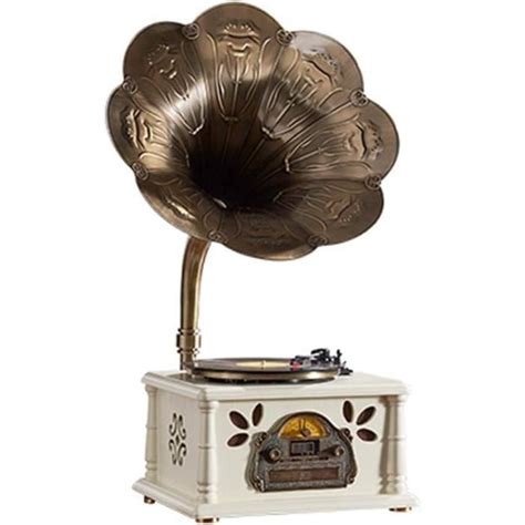 Gramophone Rétro Tourne Disque Avec Haut Parleurs Bluetooth Sans Fil