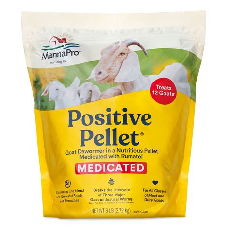 Manna Pro Positive Pellet Goat Dewormer Medicated Treats 12 Goats 6