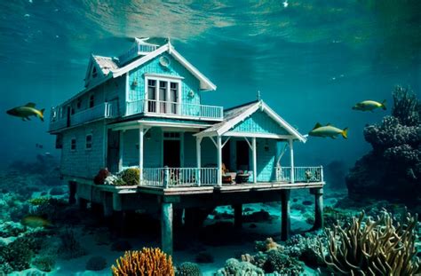 Premium Photo Sunken House Under Water Abandoned Building At Bottom