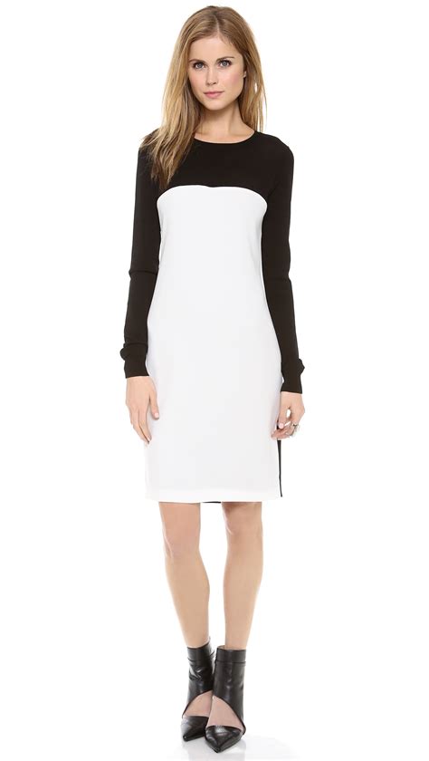 Dkny Colorblock Long Sleeve Dress In Black Lyst