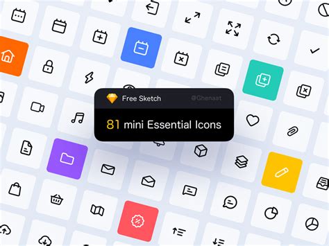 81 Mini Essential Icons Free Sketch Freebie Supply