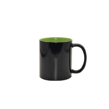 Taza Magica Mate Negro Interior Verde Limón 11 oz pza Think