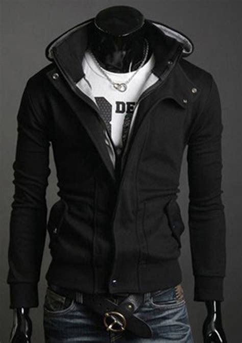 Mens Stylish Casual Slim Fit Zip Up Hooded Hoodies Coats Jackets Tops